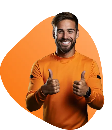 Man met duimen omhoog