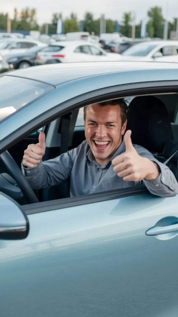 Duimen omhoog in de auto