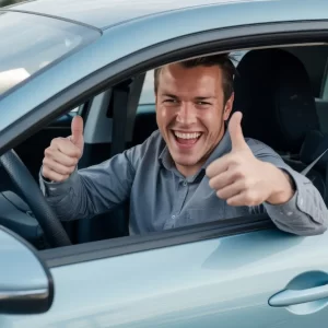 Duimen omhoog in de auto