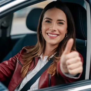 Vrouw met duim omhoog Rijmaster